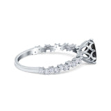 Art Deco Round Engagement Ring Simulated Cubic Zirconia 925 Sterling Silver