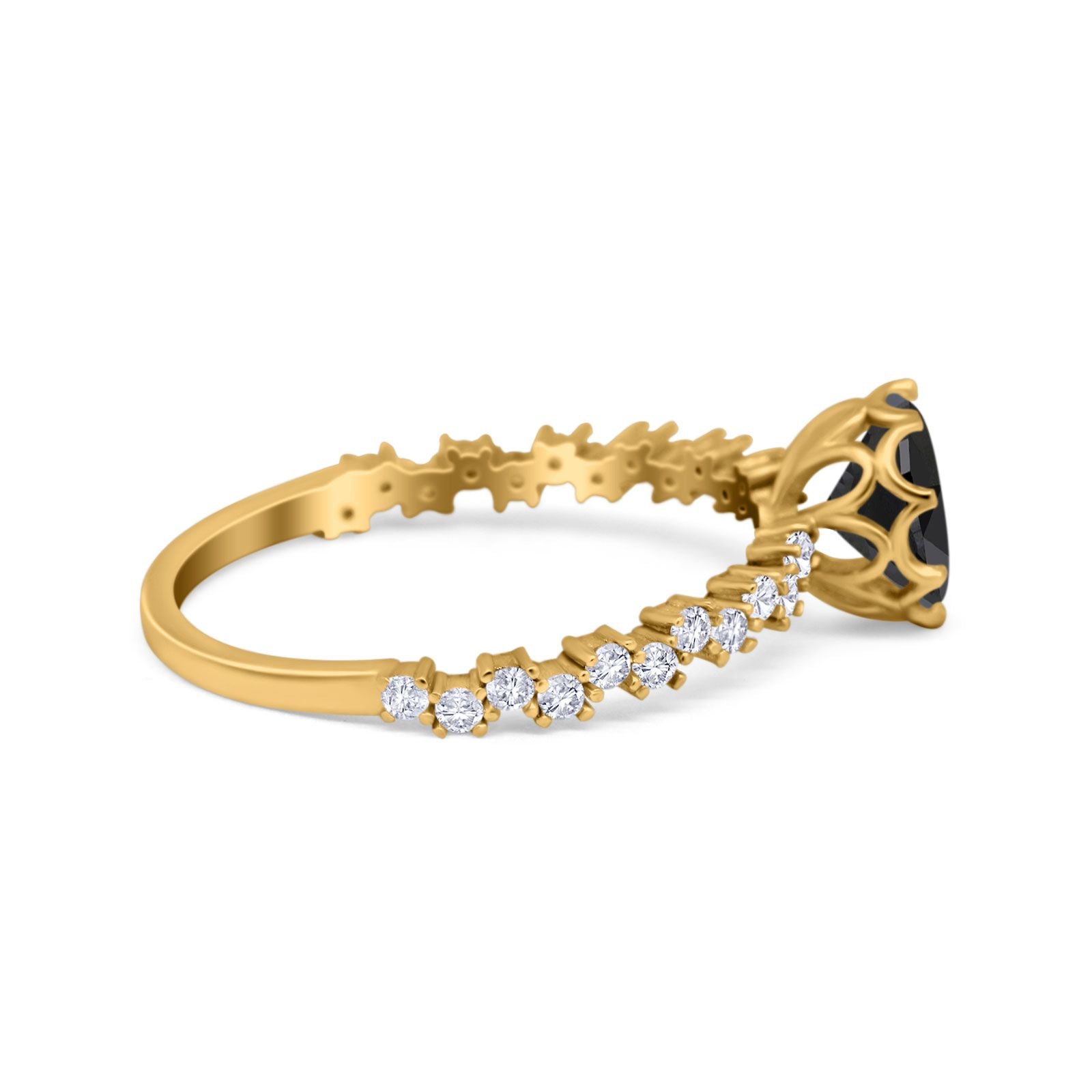 Art Deco Round Engagement Ring Simulated Cubic Zirconia 925 Sterling Silver