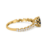 Art Deco Round Engagement Ring Simulated Cubic Zirconia 925 Sterling Silver