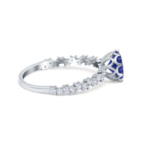 Art Deco Round Engagement Ring Simulated Cubic Zirconia 925 Sterling Silver