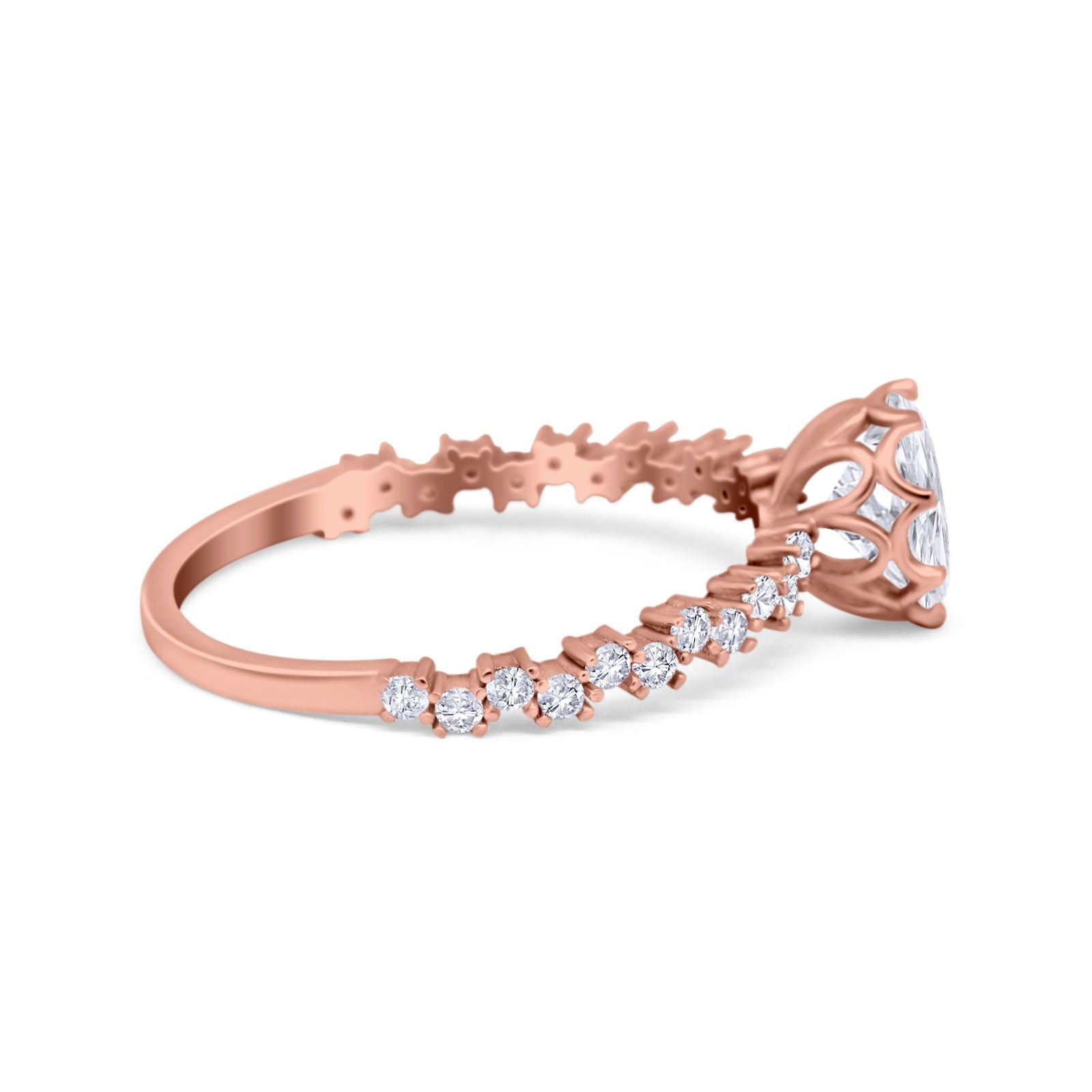 Art Deco Round Engagement Ring Simulated Cubic Zirconia 925 Sterling Silver