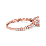 Art Deco Round Engagement Ring Simulated Cubic Zirconia 925 Sterling Silver