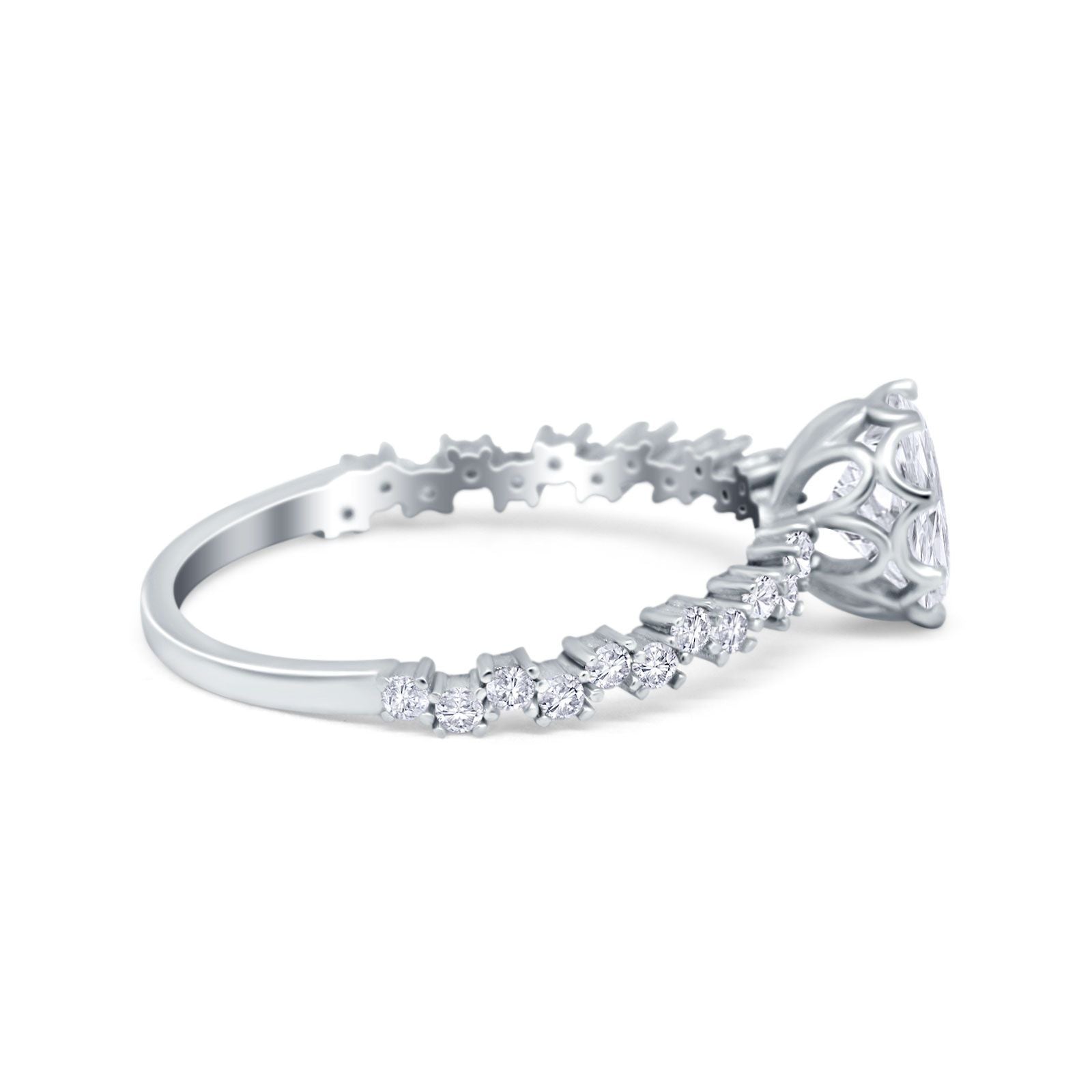 Art Deco Round Engagement Ring Simulated Cubic Zirconia 925 Sterling Silver