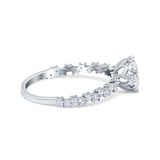 Art Deco Round Engagement Ring Simulated Cubic Zirconia 925 Sterling Silver