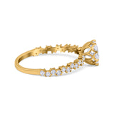 Art Deco Round Engagement Ring Simulated Cubic Zirconia 925 Sterling Silver