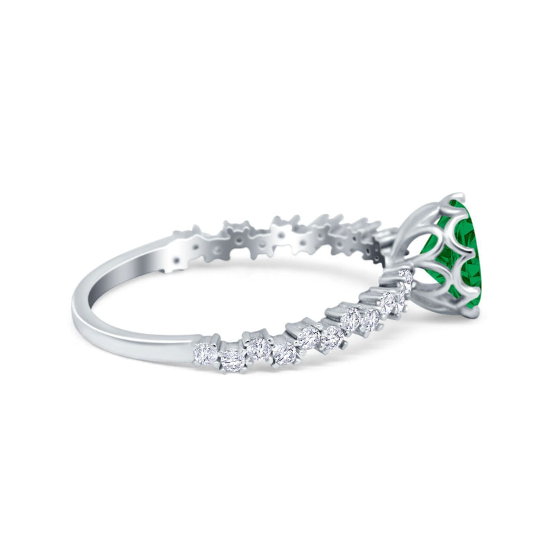 Art Deco Round Engagement Ring Simulated Cubic Zirconia 925 Sterling Silver