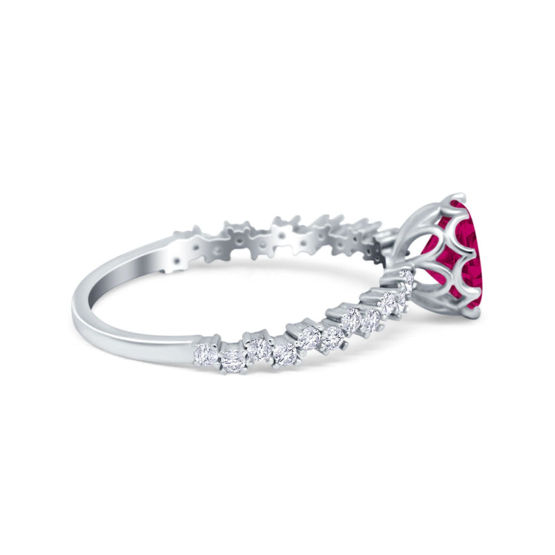 Art Deco Round Engagement Ring Simulated Cubic Zirconia 925 Sterling Silver