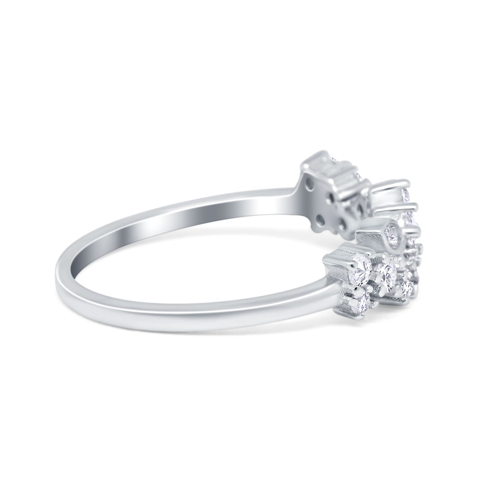 Fashion Leaf Marquise Eternity Wedding Ring Simulated CZ 925 Sterling Silver