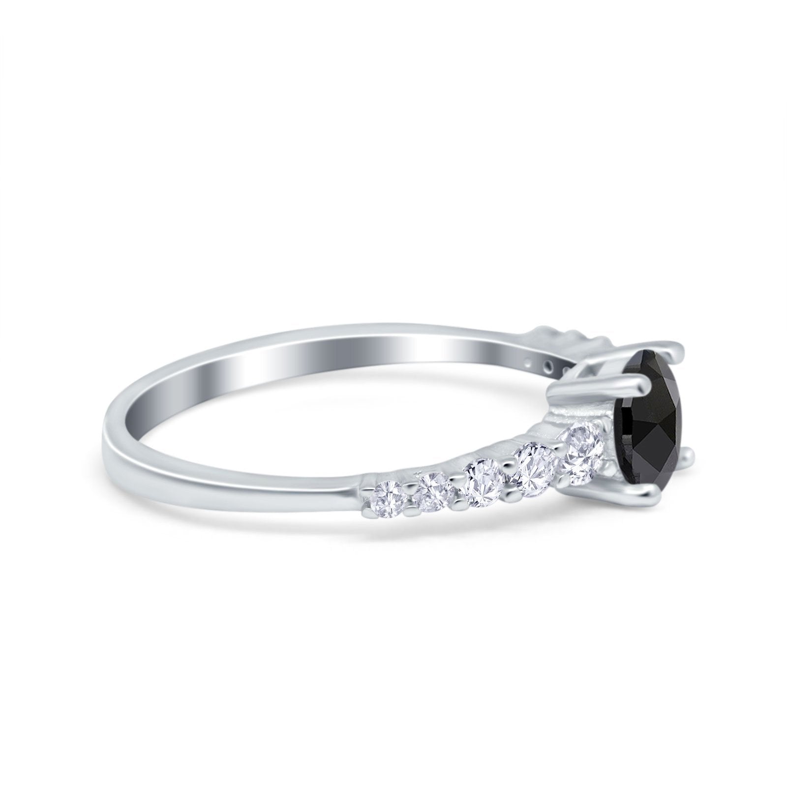 Petite Dainty Engagement Ring Round Simulated Cubic Zirconia 925 Sterling Silver