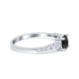 Petite Dainty Engagement Ring Round Simulated Cubic Zirconia 925 Sterling Silver