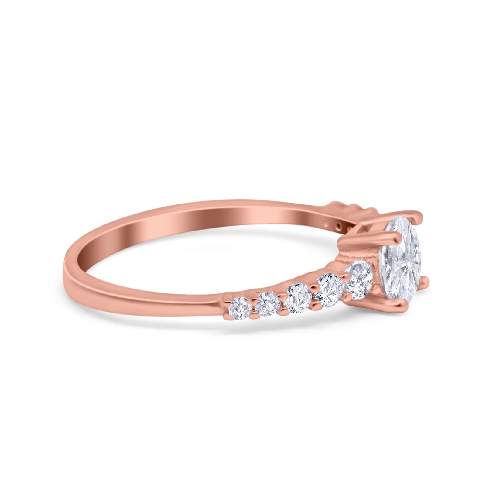 Petite Dainty Engagement Ring Round Simulated Cubic Zirconia 925 Sterling Silver