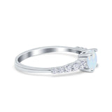 Petite Dainty Engagement Ring Round Simulated Cubic Zirconia 925 Sterling Silver