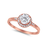 Halo Wedding Engagement Ring Round Cubic Zirconia 925 Sterling Silver SRO-16902