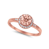 Halo Wedding Engagement Ring Round Cubic Zirconia 925 Sterling Silver SRO-16902