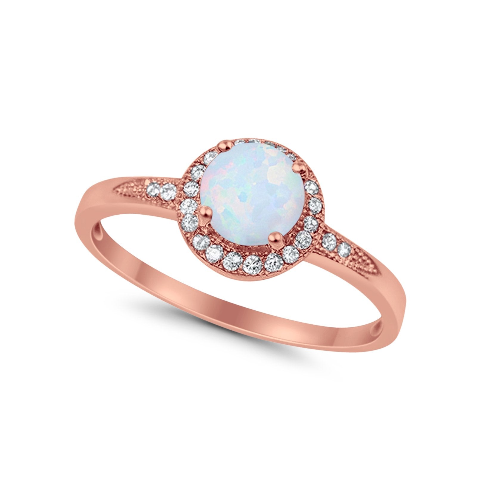 Halo Wedding Engagement Ring Round Cubic Zirconia 925 Sterling Silver SRO-16902