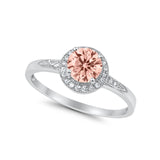 Halo Wedding Engagement Ring Round Cubic Zirconia 925 Sterling Silver SRO-16902