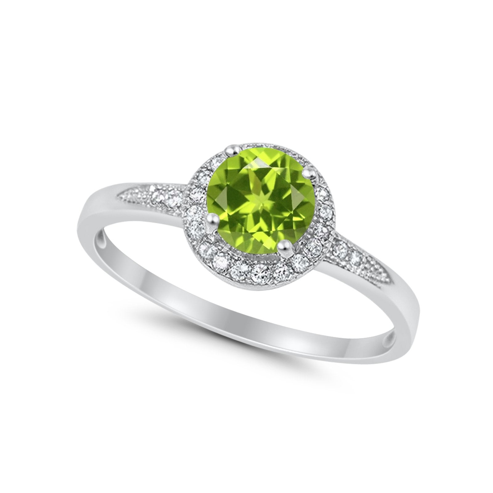 Halo Wedding Engagement Ring Round Cubic Zirconia 925 Sterling Silver SRO-16902