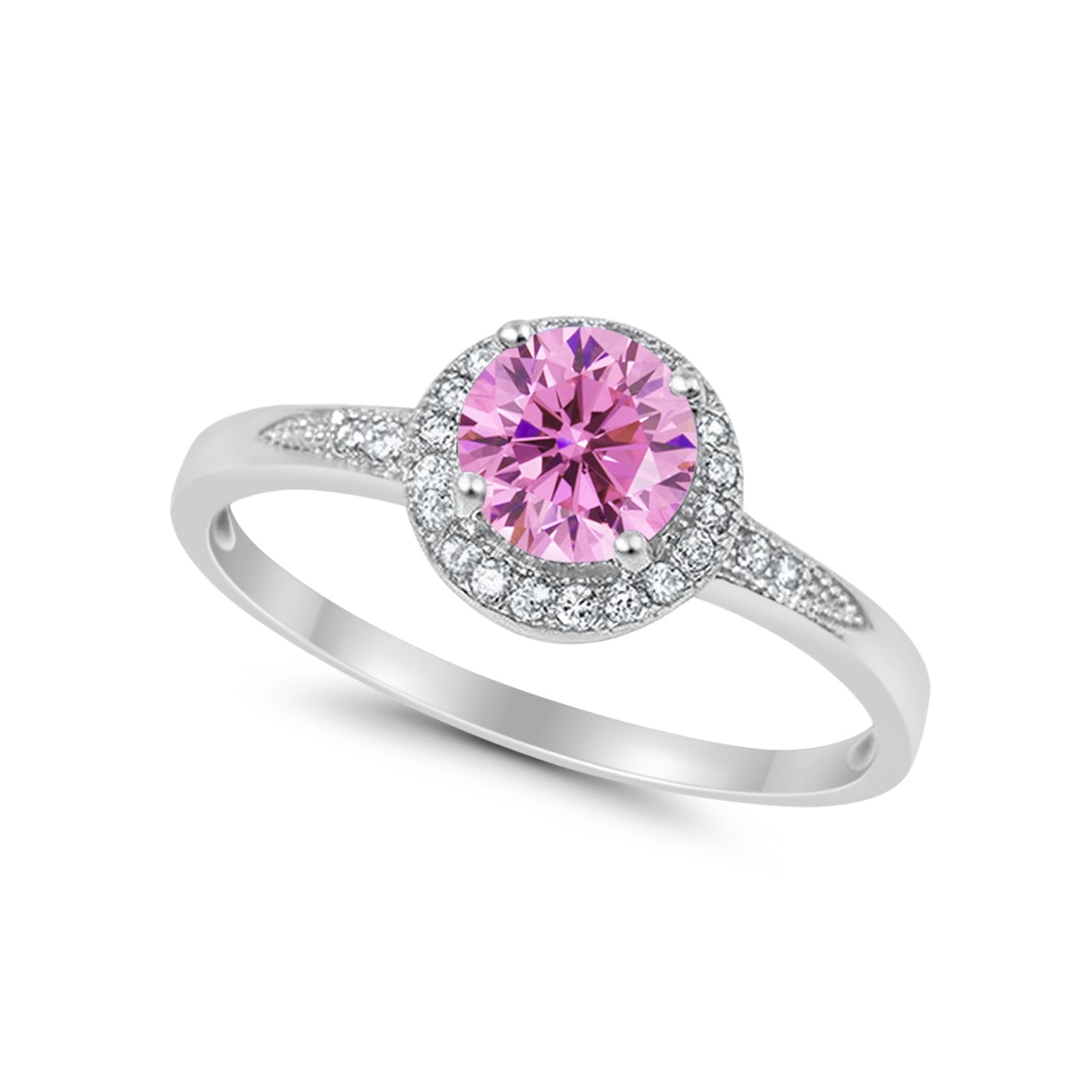 Halo Wedding Engagement Ring Round Cubic Zirconia 925 Sterling Silver -3