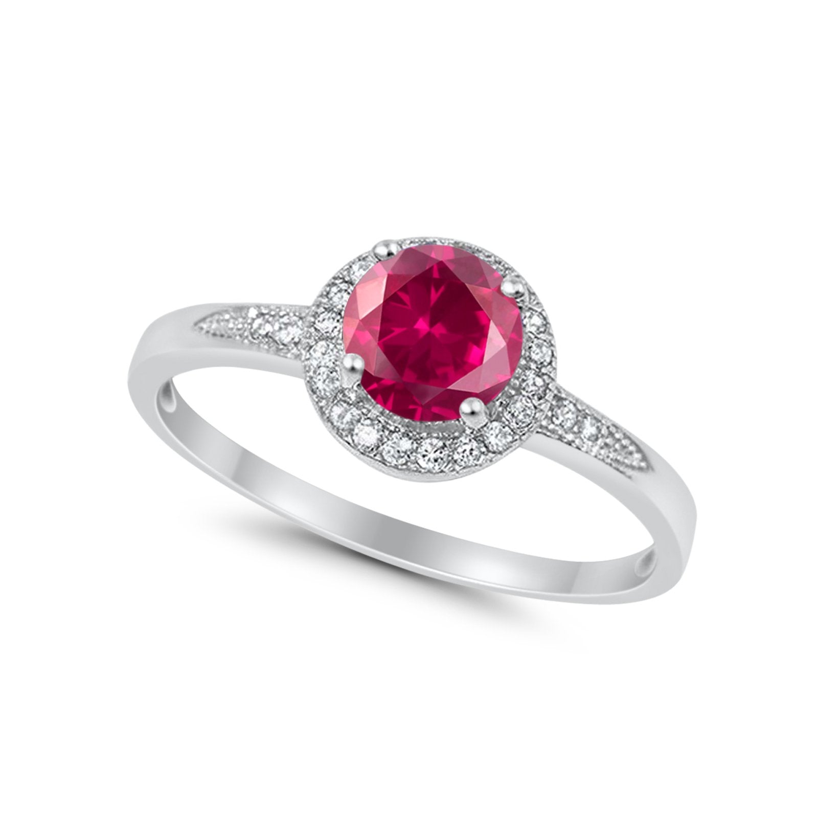Halo Wedding Engagement Ring Round Cubic Zirconia 925 Sterling Silver -3
