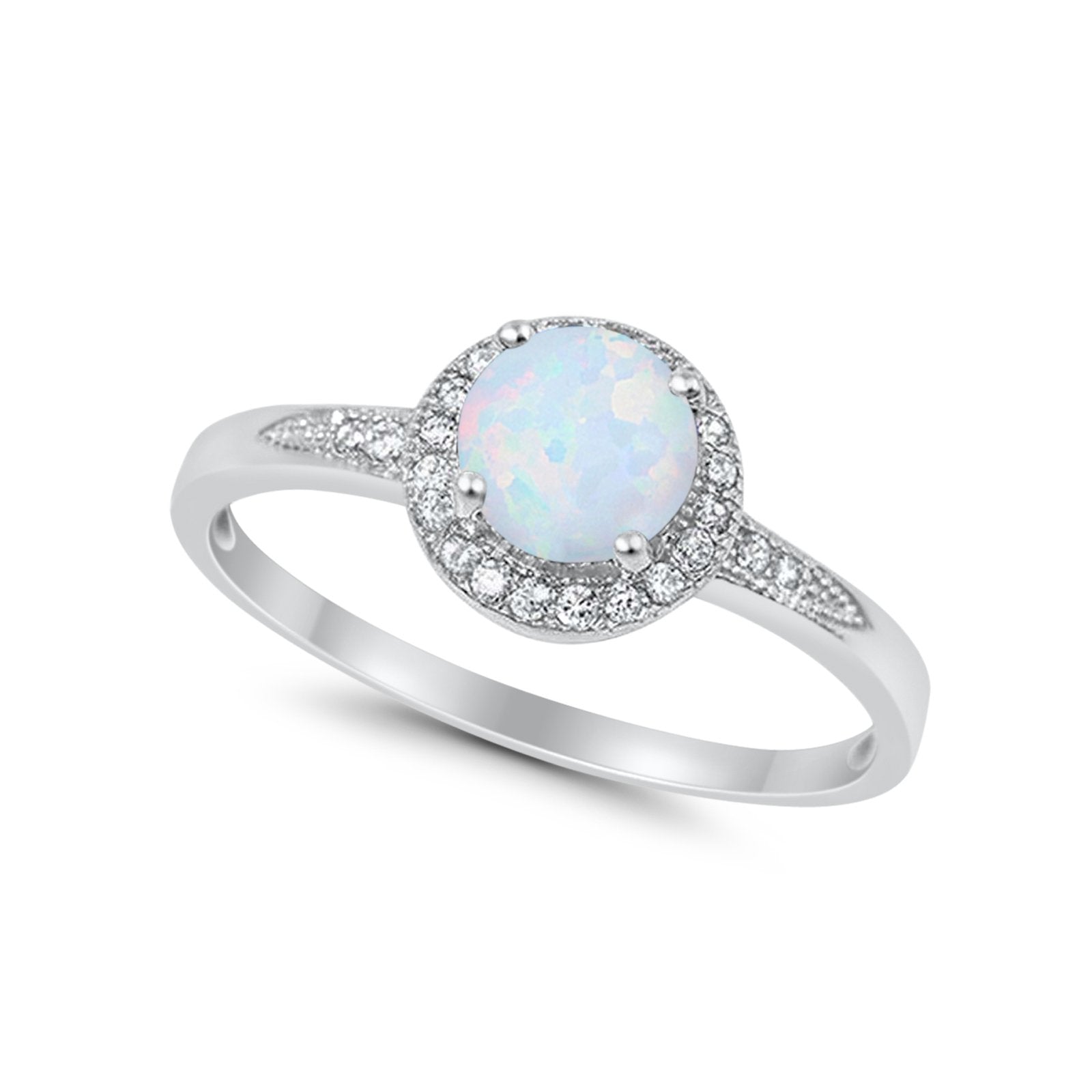Halo Wedding Engagement Ring Round Cubic Zirconia 925 Sterling Silver SRO-16902