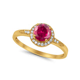 Halo Wedding Engagement Ring Round Cubic Zirconia 925 Sterling Silver -3