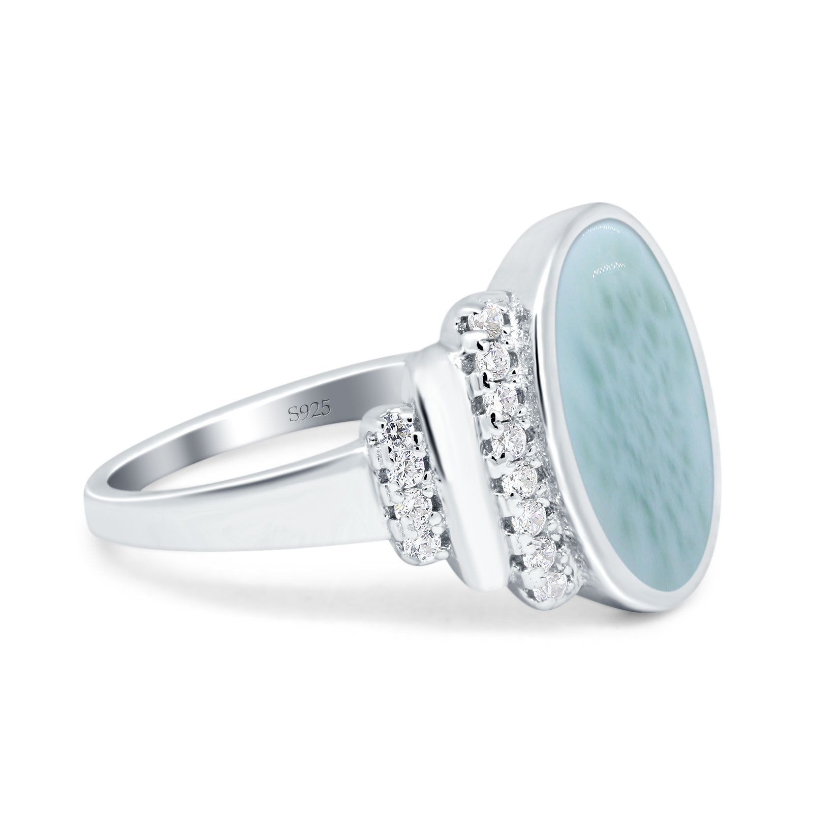 Fashion Ring Oval Lab Created Opal Round Simulated Cubic Zirconia 925 Sterling Silver