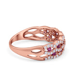 Half Eternity Fashion Wedding Ring Round Simulated CZ 925 Sterling Silver