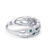 Half Eternity Fashion Wedding Ring Round Simulated CZ 925 Sterling Silver