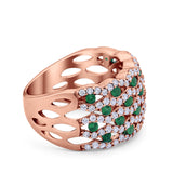 Half Eternity Fashion Band Ring Round Simulated CZ 925 Sterling Silver