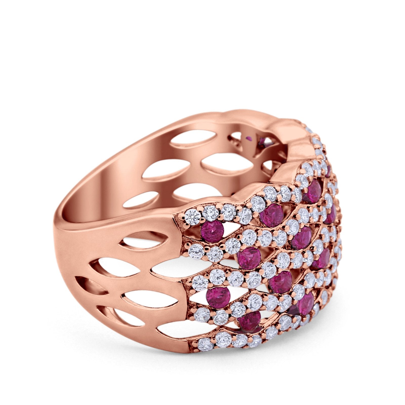 Half Eternity Fashion Band Ring Round Simulated CZ 925 Sterling Silver