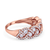 Weave Crisscross Infinity Ring Eternity Round Simulated CZ 925 Sterling Silver