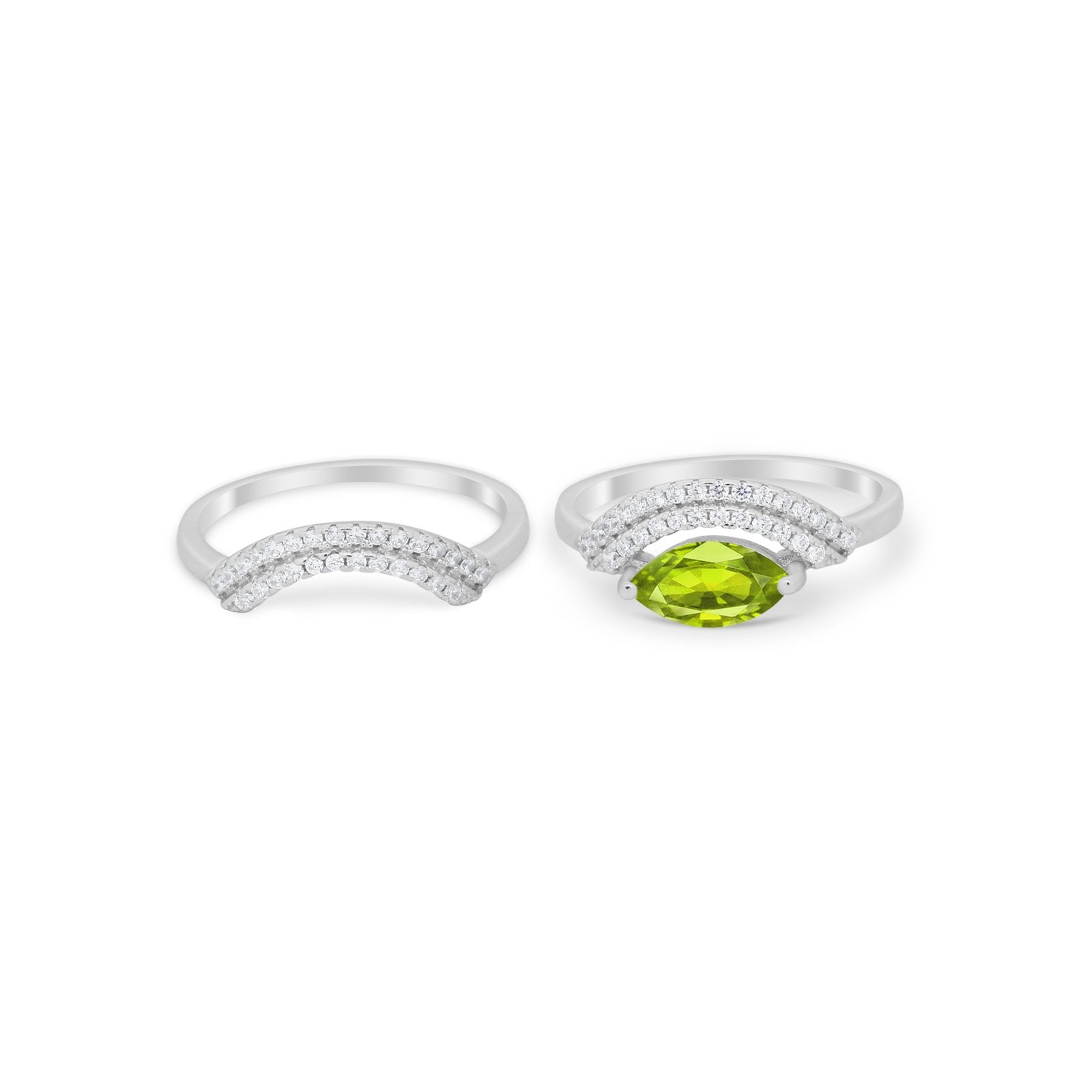 Two Piece Ring Band Round Simulated Cubic Zirconia 925 Sterling Silver