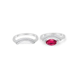 Two Piece Ring Band Round Simulated Cubic Zirconia 925 Sterling Silver