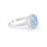 Oval Wedding Engagement Ring Round Cubic Zirconia Accent 925 Sterling Silver