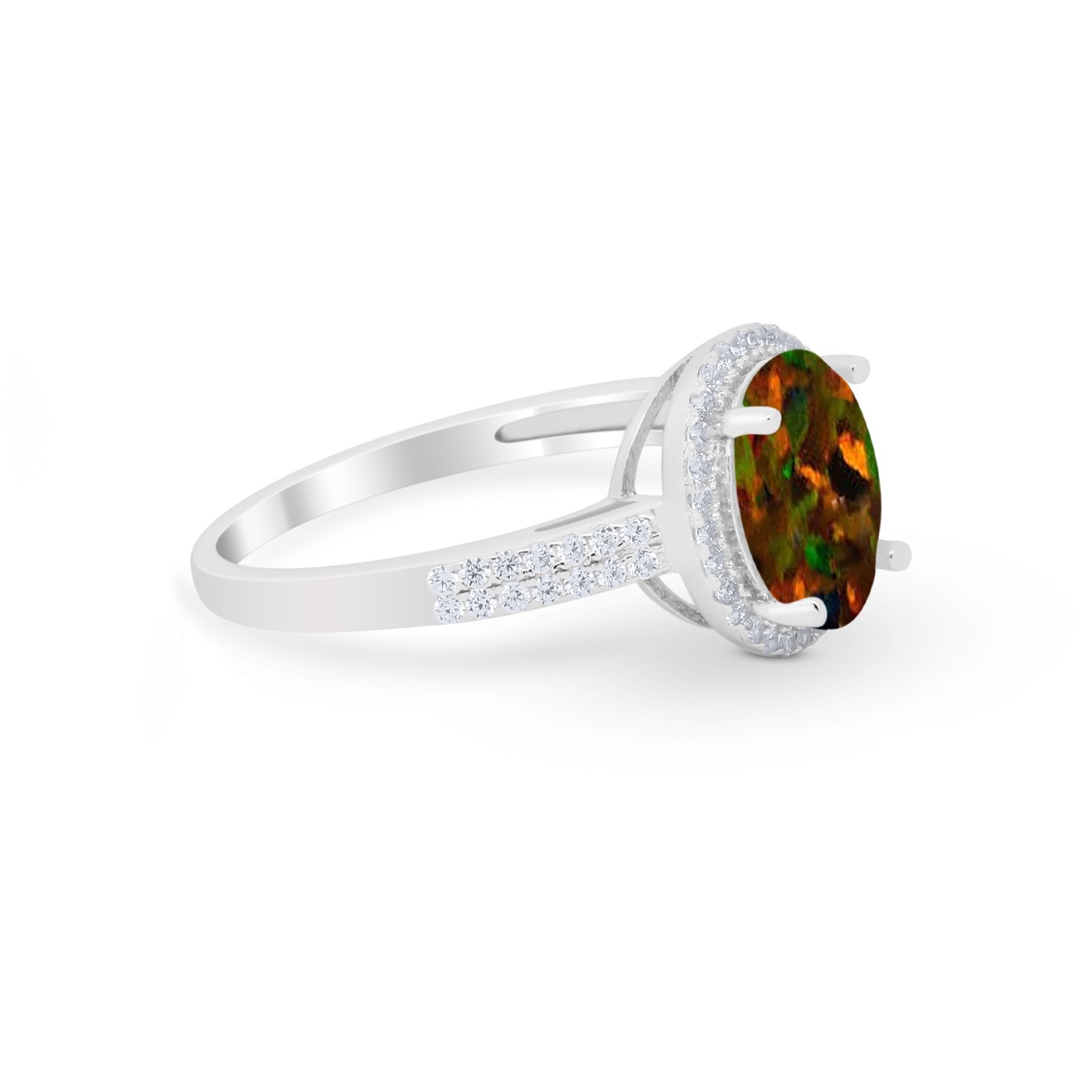 Oval Wedding Engagement Ring Round Cubic Zirconia Accent 925 Sterling Silver