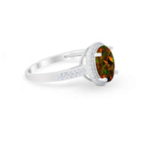 Oval Wedding Engagement Ring Round Cubic Zirconia Accent 925 Sterling Silver