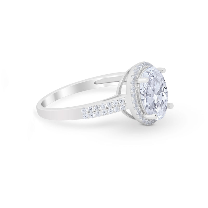 Oval Wedding Engagement Ring Round Cubic Zirconia Accent 925 Sterling Silver