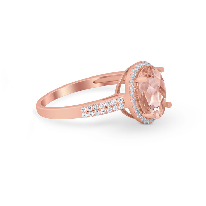 Oval Wedding Engagement Ring Round Cubic Zirconia Accent 925 Sterling Silver