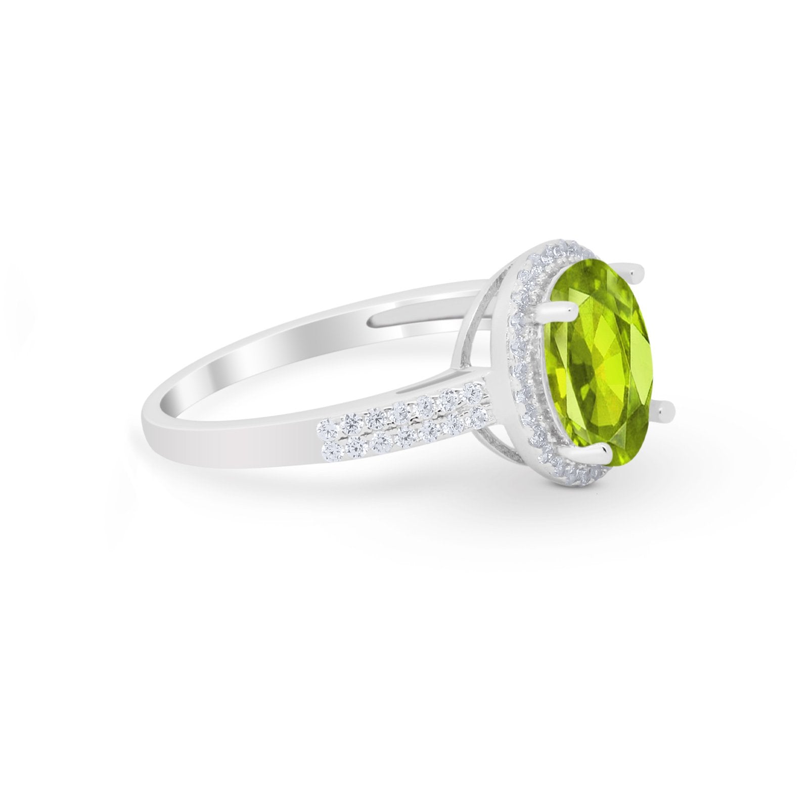 Oval Wedding Engagement Ring Round Cubic Zirconia Accent 925 Sterling Silver