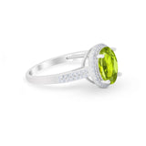 Oval Wedding Engagement Ring Round Cubic Zirconia Accent 925 Sterling Silver