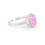 Oval Wedding Engagement Ring Round Cubic Zirconia Accent 925 Sterling Silver
