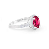 Oval Wedding Engagement Ring Round Cubic Zirconia Accent 925 Sterling Silver