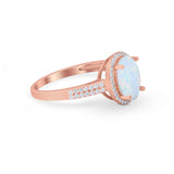 Oval Wedding Engagement Ring Round Cubic Zirconia Accent 925 Sterling Silver