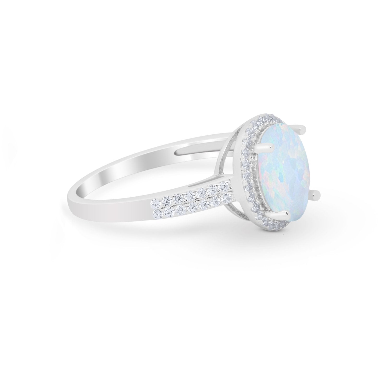 Oval Wedding Engagement Ring Round Cubic Zirconia Accent 925 Sterling Silver