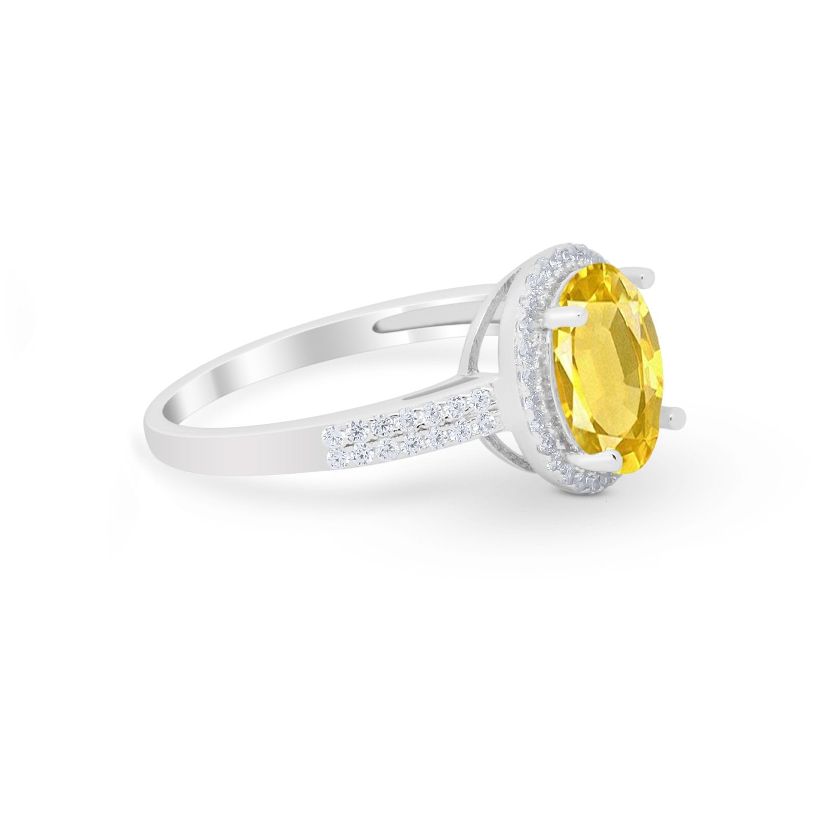 Oval Wedding Engagement Ring Round Cubic Zirconia Accent 925 Sterling Silver