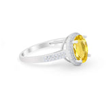 Oval Wedding Engagement Ring Round Cubic Zirconia Accent 925 Sterling Silver