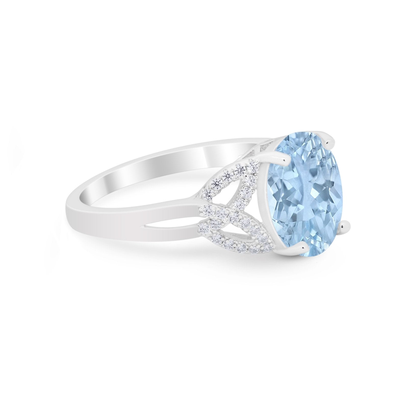 Celtic Oval Wedding Engagement Ring Round Cubic Zirconia 925 Sterling Silver