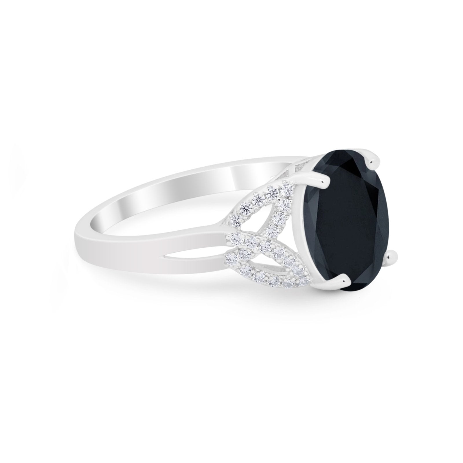 Celtic Oval Wedding Engagement Ring Round Cubic Zirconia 925 Sterling Silver