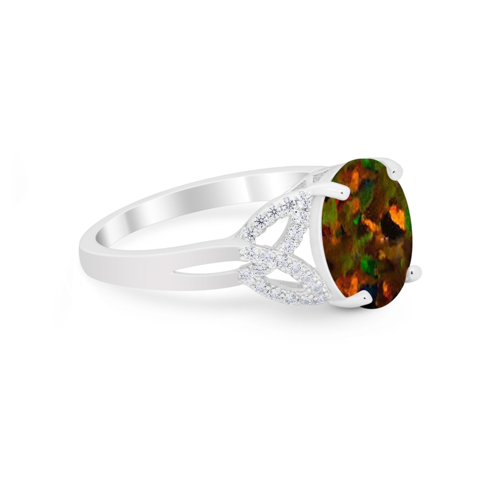Celtic Oval Wedding Engagement Ring Round Cubic Zirconia 925 Sterling Silver