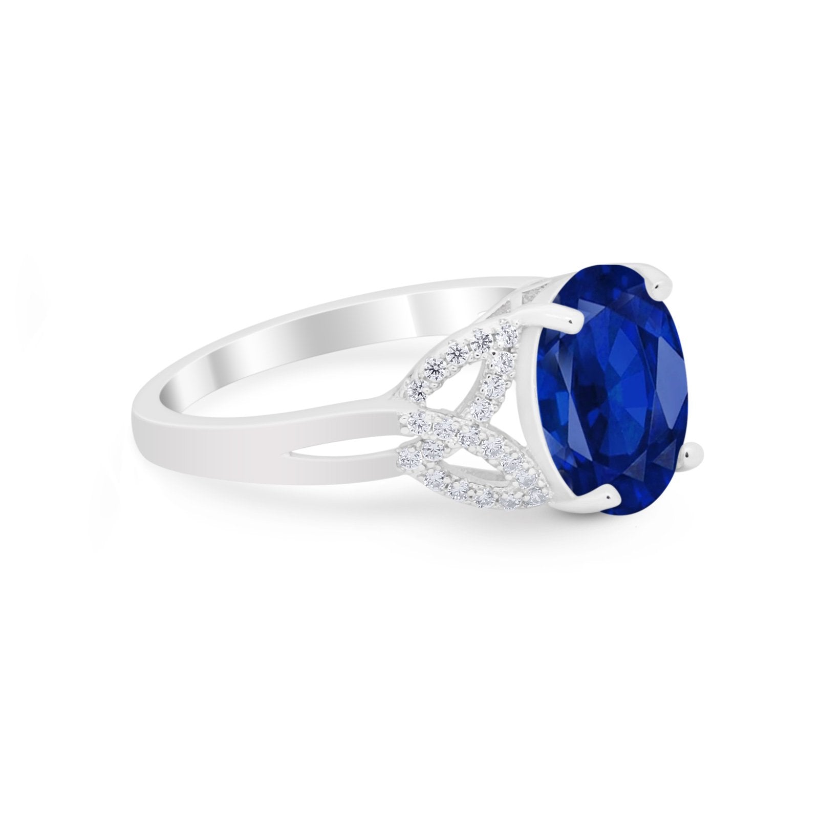 Celtic Oval Wedding Engagement Ring Round Cubic Zirconia 925 Sterling Silver